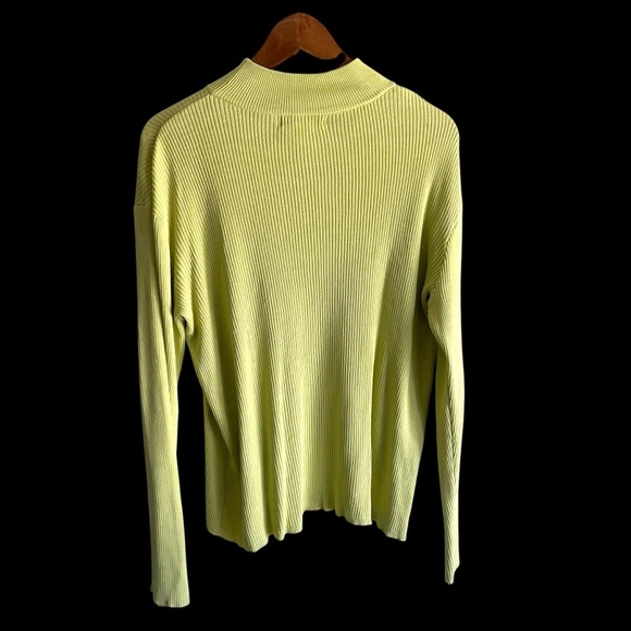 Coldwater Creek silk cotton ribbed mock turtleneck green sweater XL - Picture 11 of 15